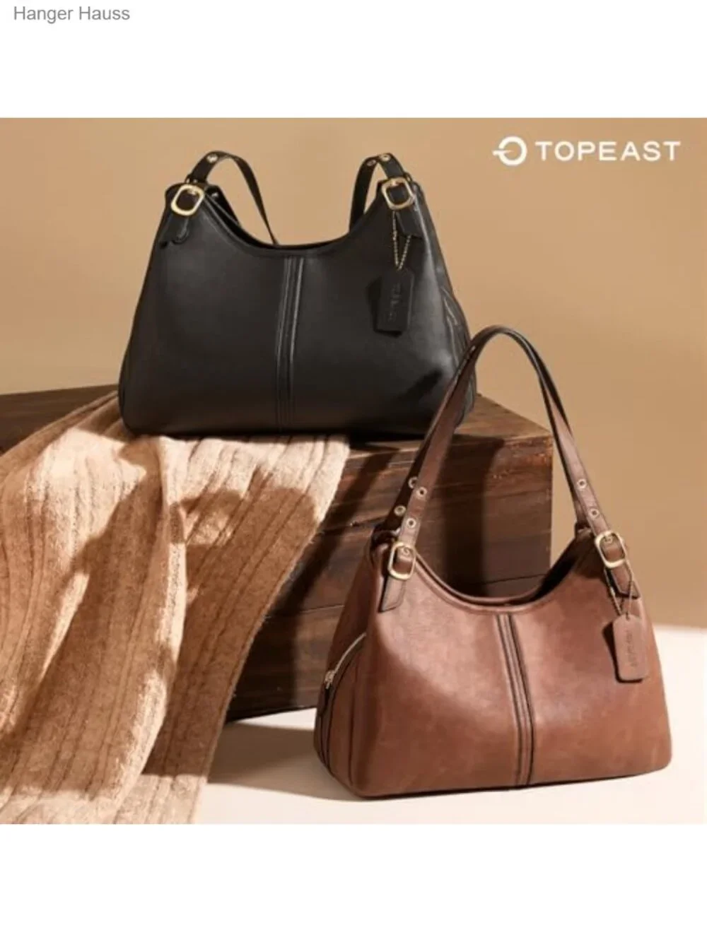 Vintage Hobo Handbag for Women Soft Faux Leather Shoulder Bag Slouchy Crescent